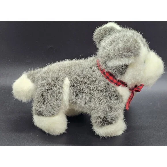 Vtg GUND 1993 Husky w/ Plaid Bow 6” Mini Stuffed Animal Plush Dog W/ Tag Puppy - Picture 4 of 14